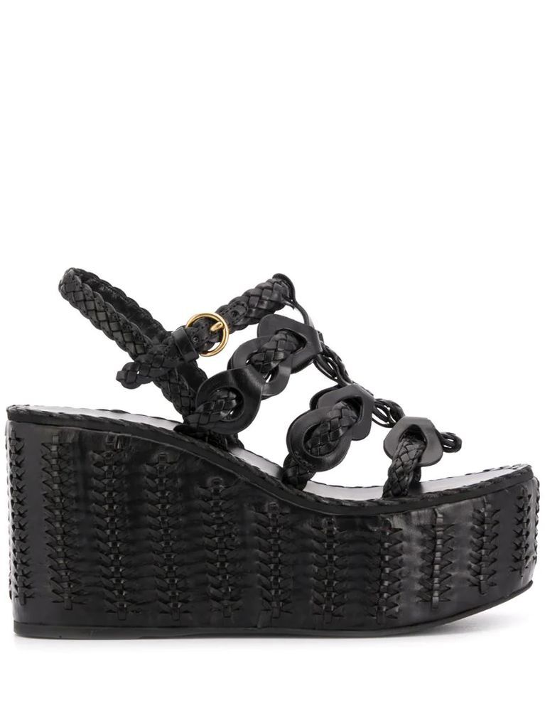 braided-effect platform sandals