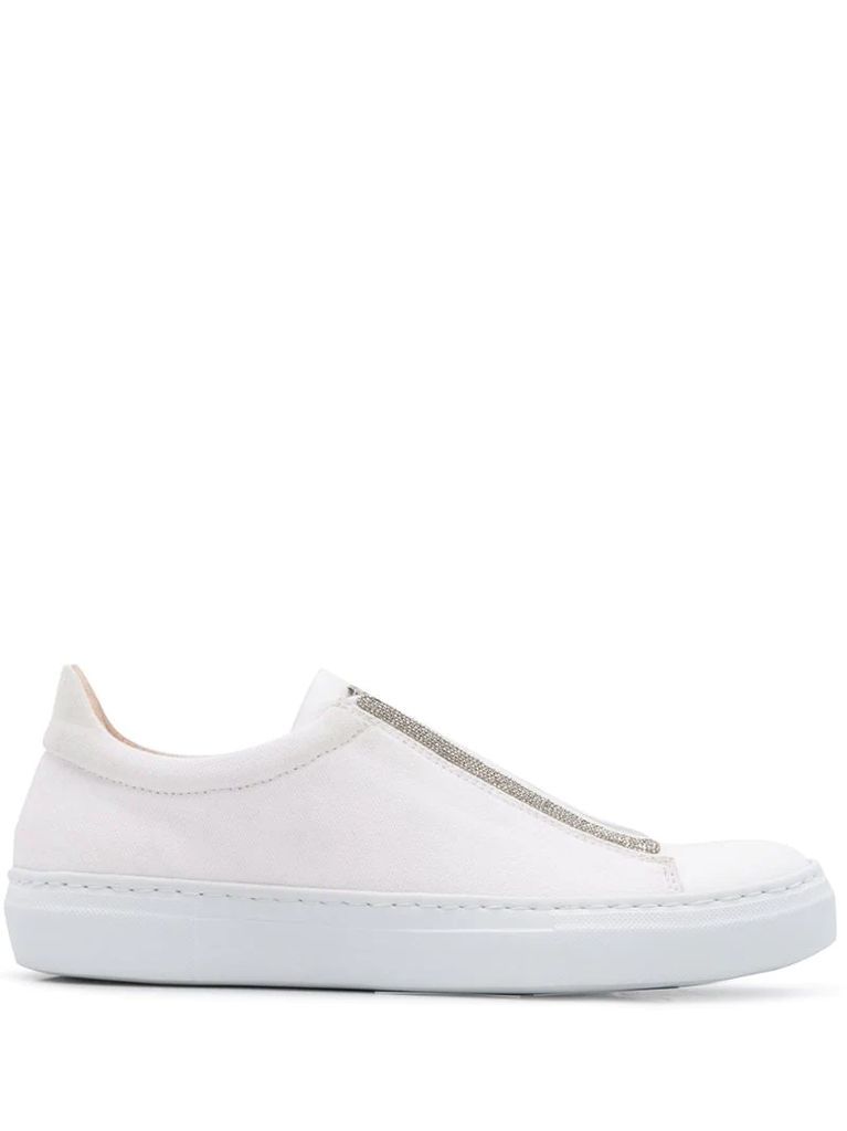 bead-trimmed slip-on trainers