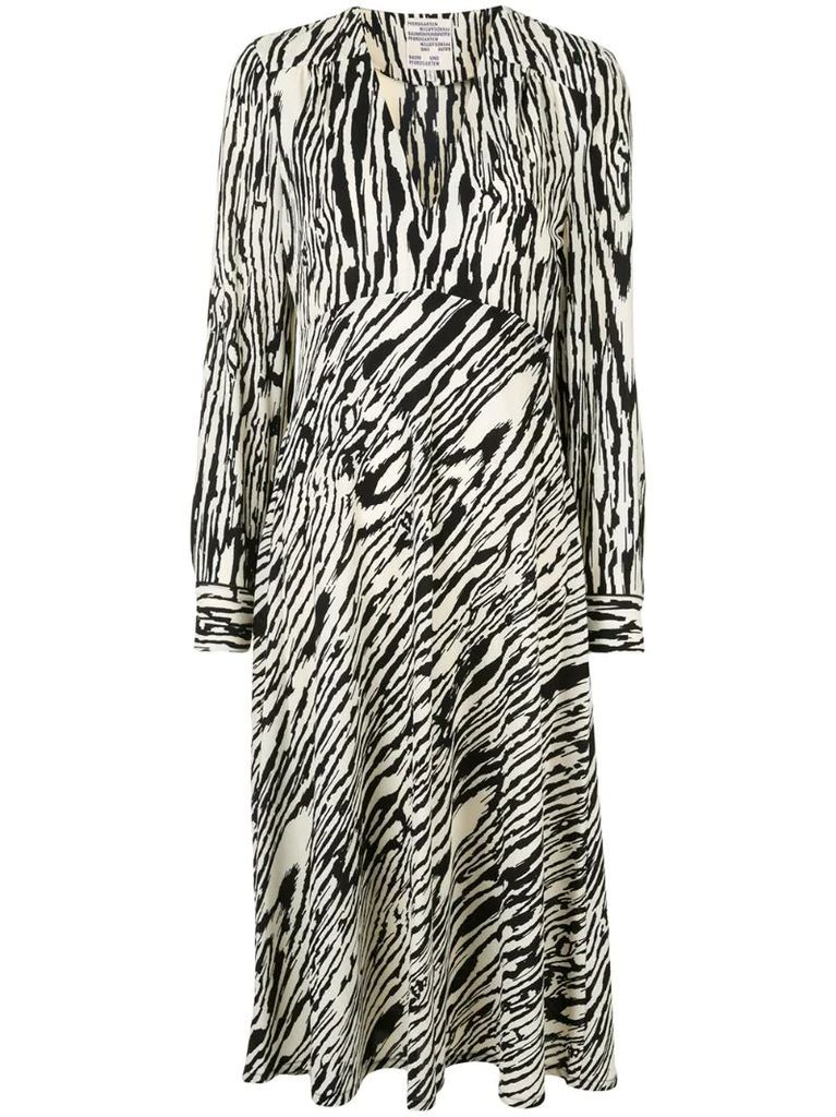 Aericka zebra-print midi dress