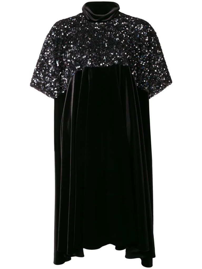 asymmetric hem sequined dress