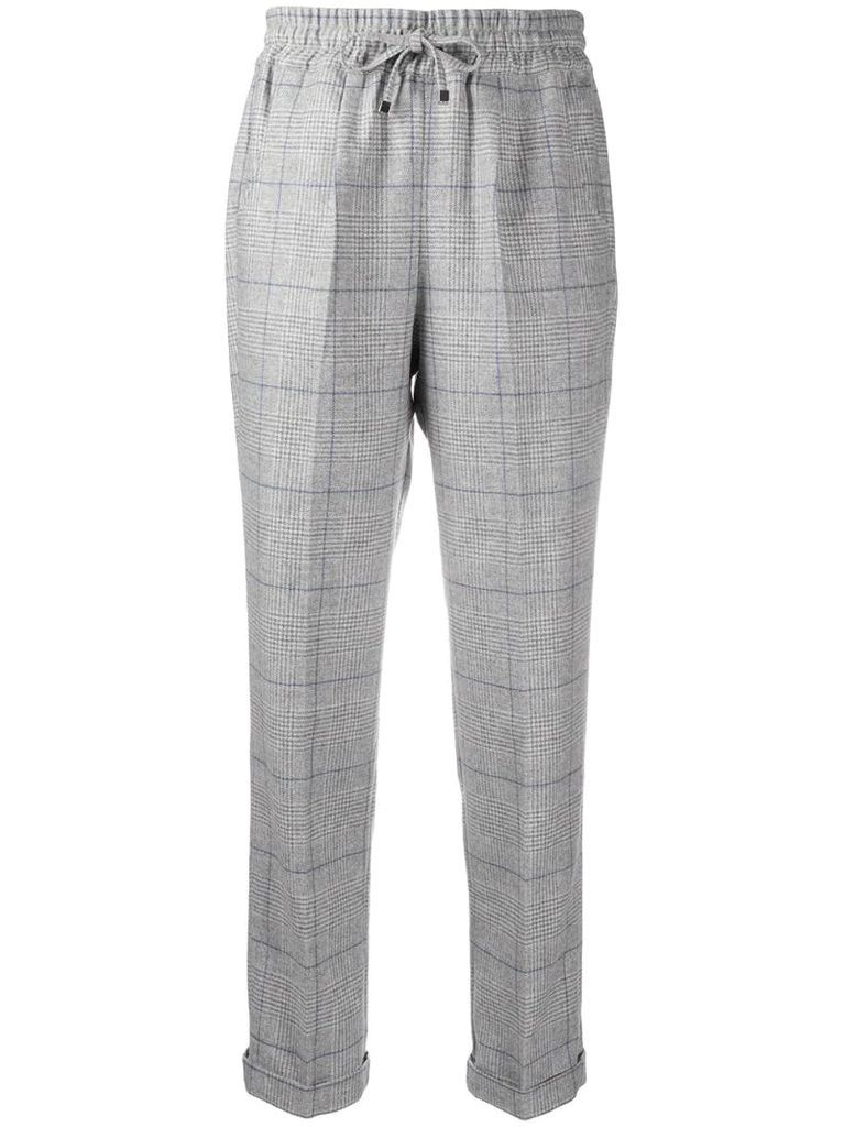 checked drawstring trousers