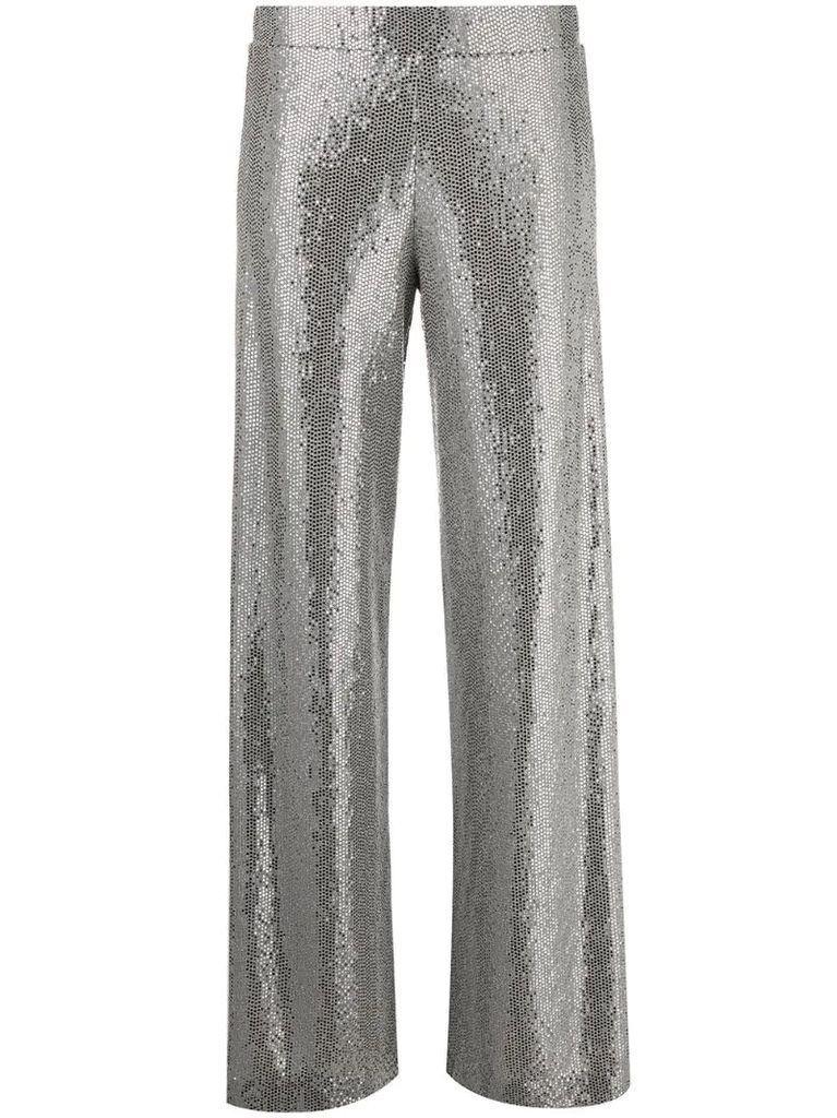 metallic-embellished trousers