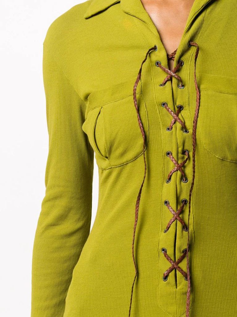 1990s lace-up long-sleeved blouse