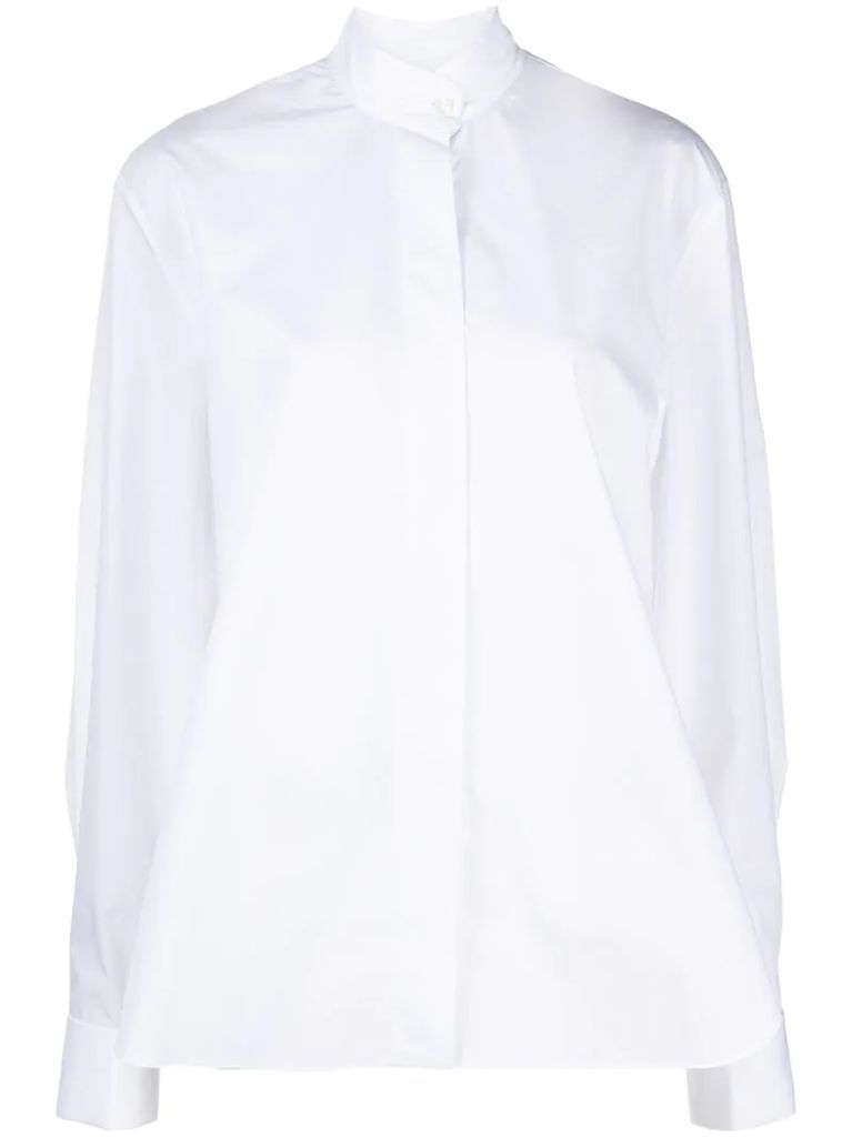 band-collar cotton shirt