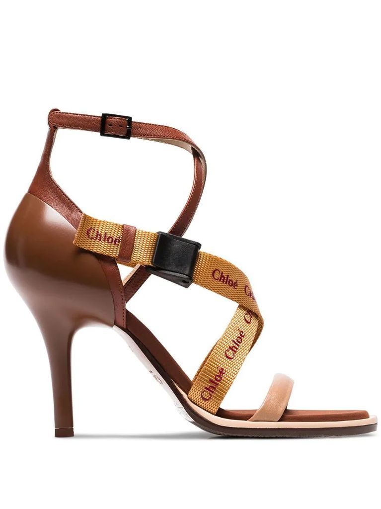 brown veronica 90 leather sandals
