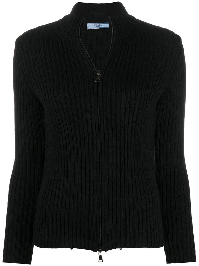 1990s double-zip ribbed cardigan