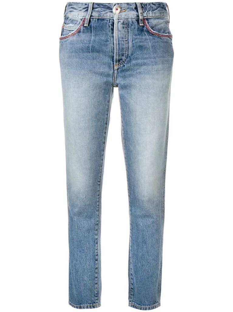 embroidered pocket skinny jeans