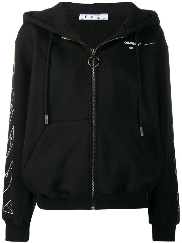 arrow print zipped hoodie
