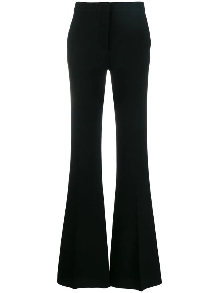 flared-leg tailored trousers