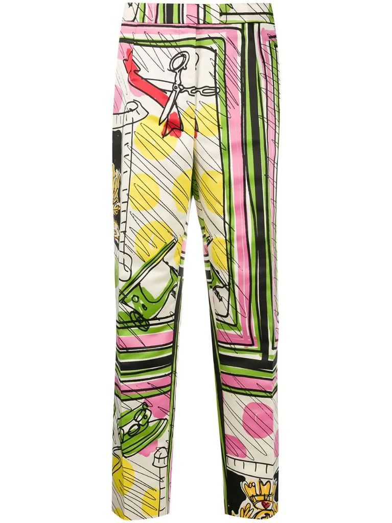 1990s abstract print tailored trousers