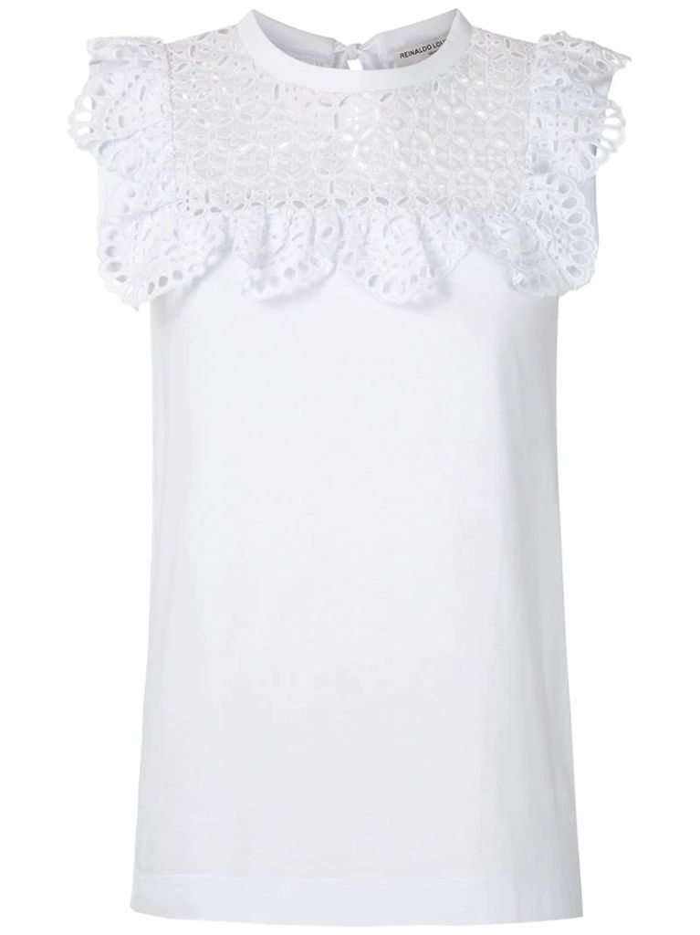 broderie anglaise panel T-shirt