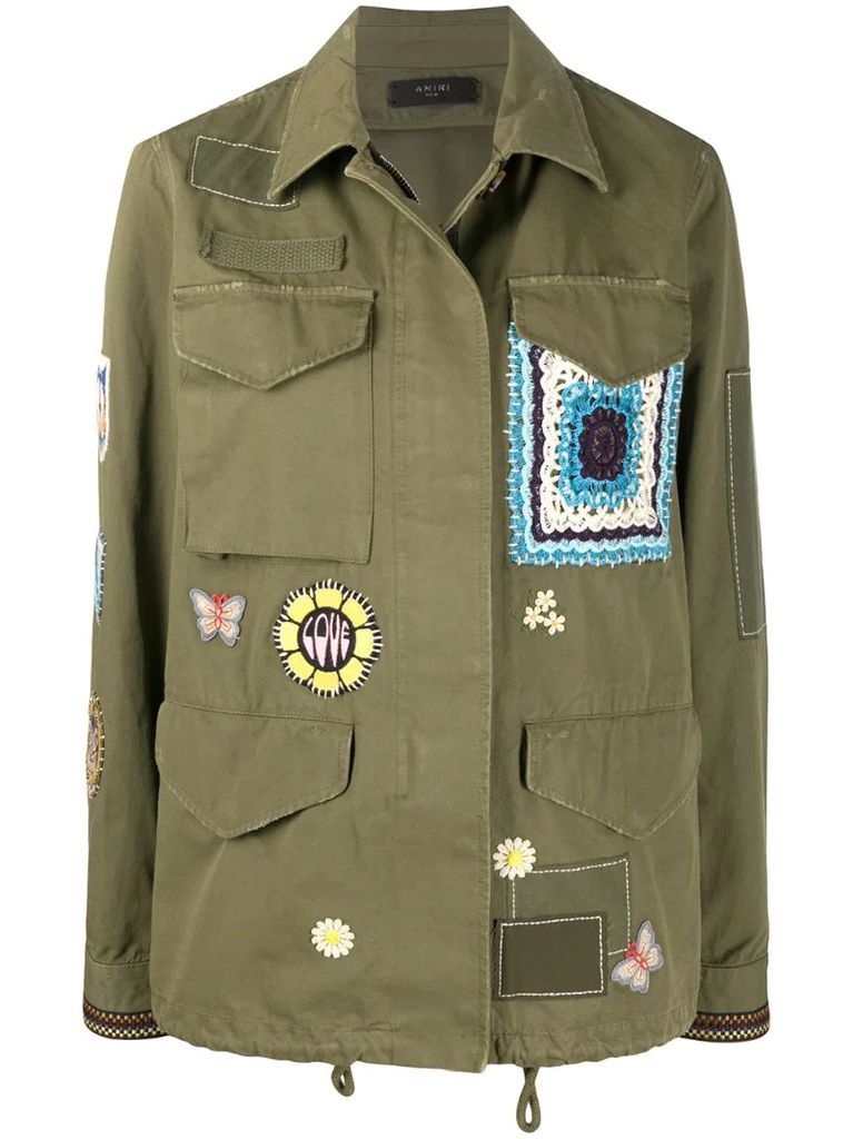 multi-patch military shirt