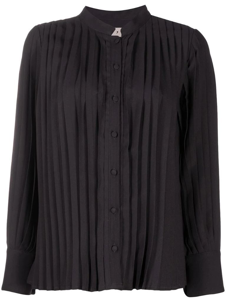 pleated long-sleeved blouse