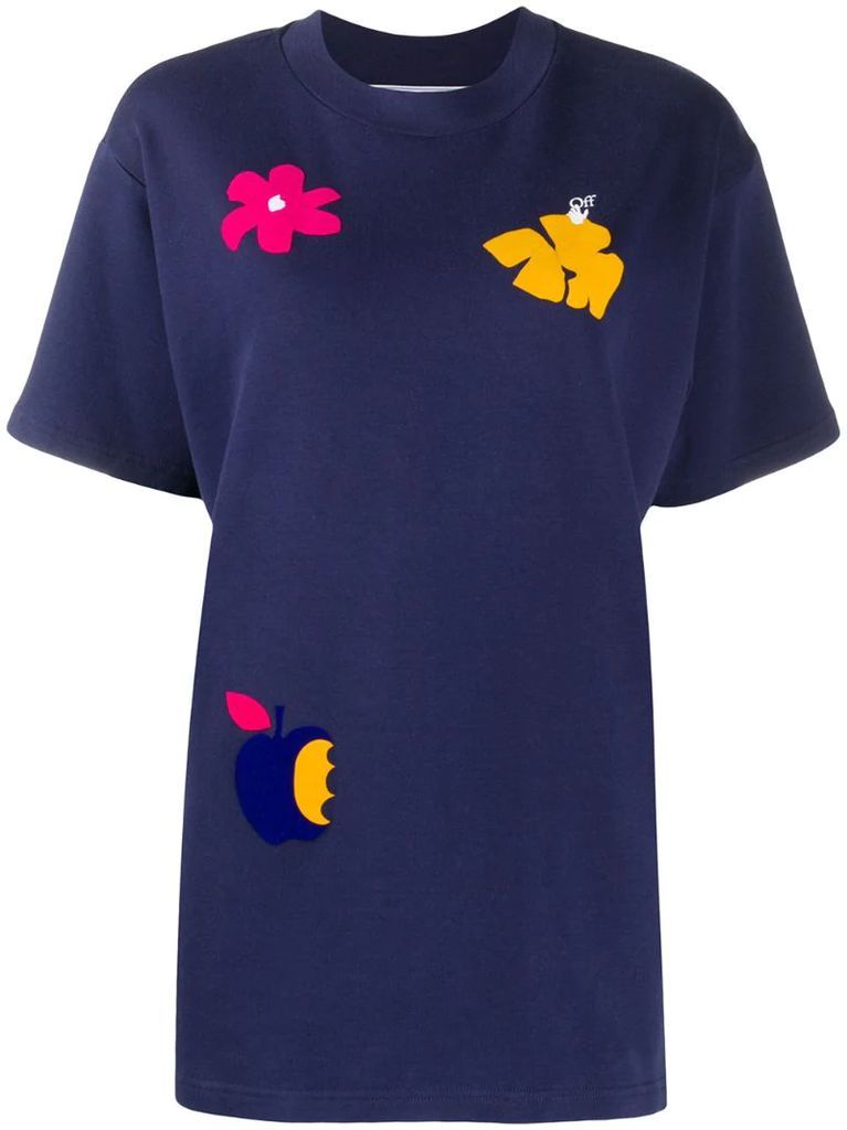 Arrows-motif floral-print T-shirt