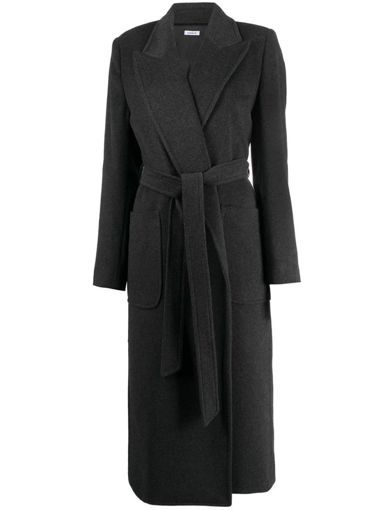belted cashmere midi coat