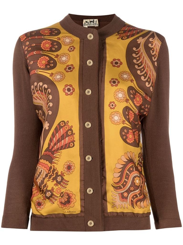 1990s floral-printed panelled cardigan
