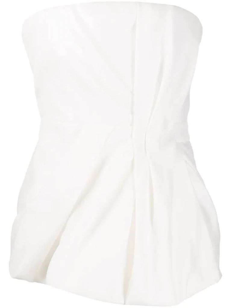 A-line strapless draped top