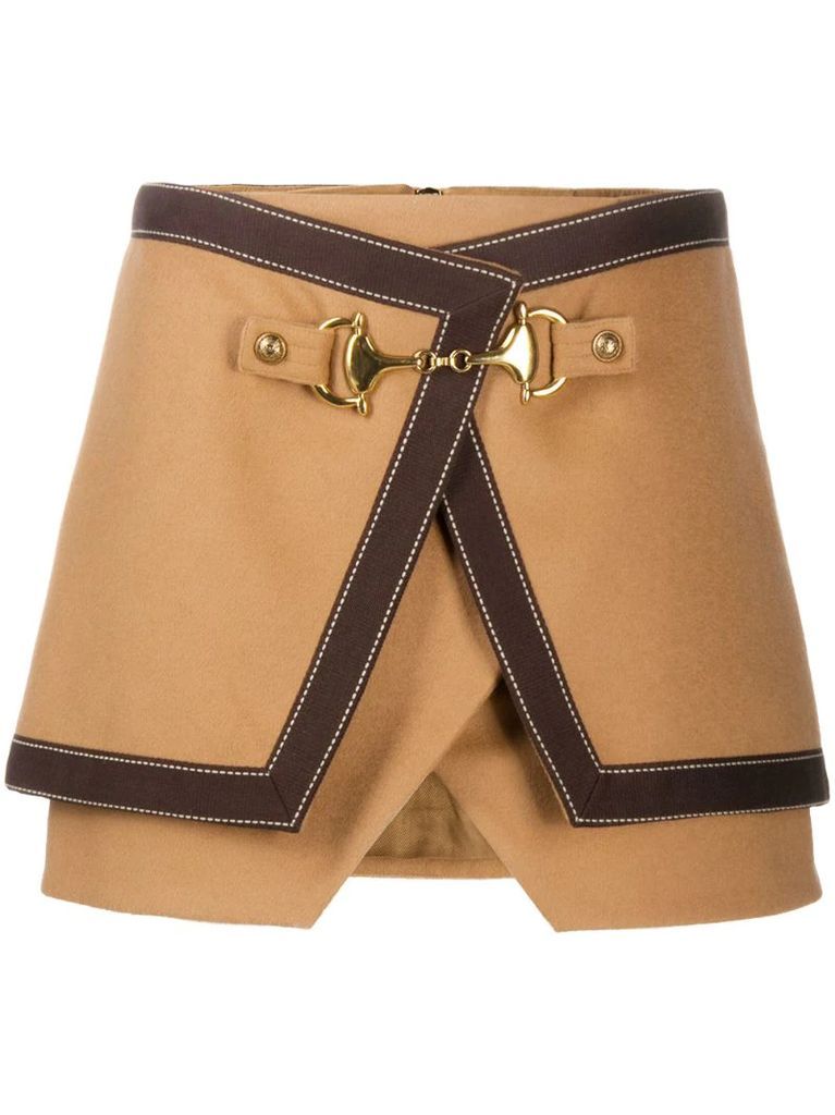 asymmetric buckled mini skirt