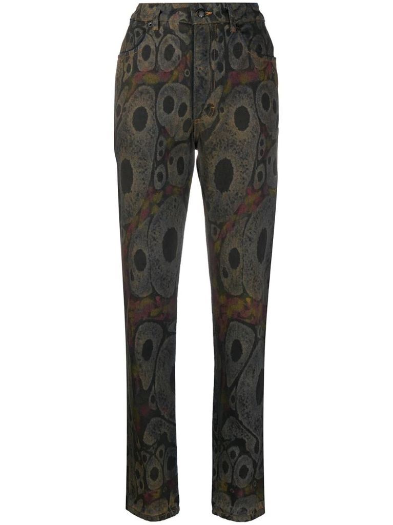 abstract-print straight jeans