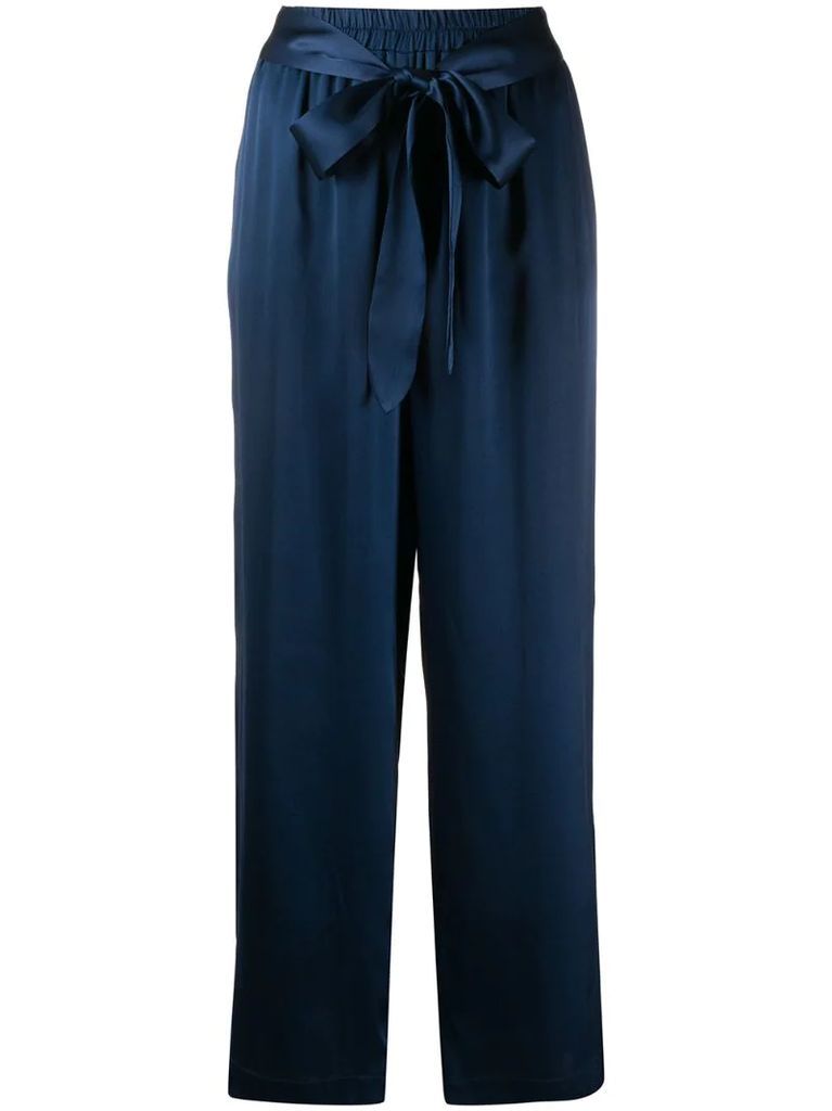 belted satin trousers
