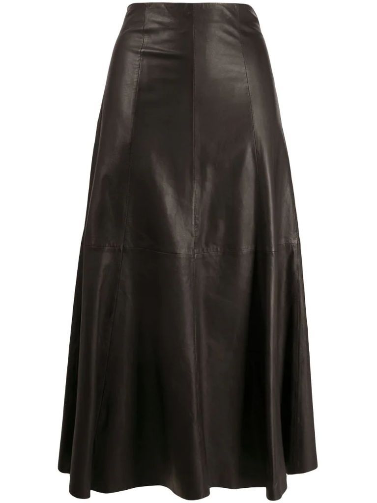 hiigh-waisted leather skirt