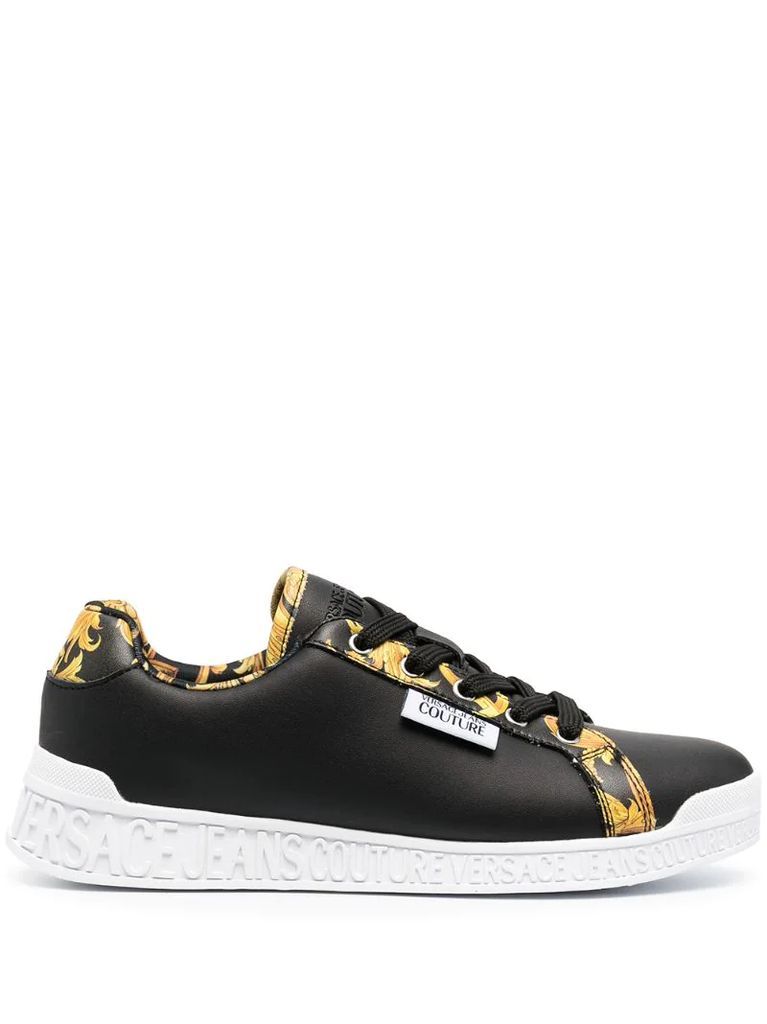 baroque-print lace-up trainers