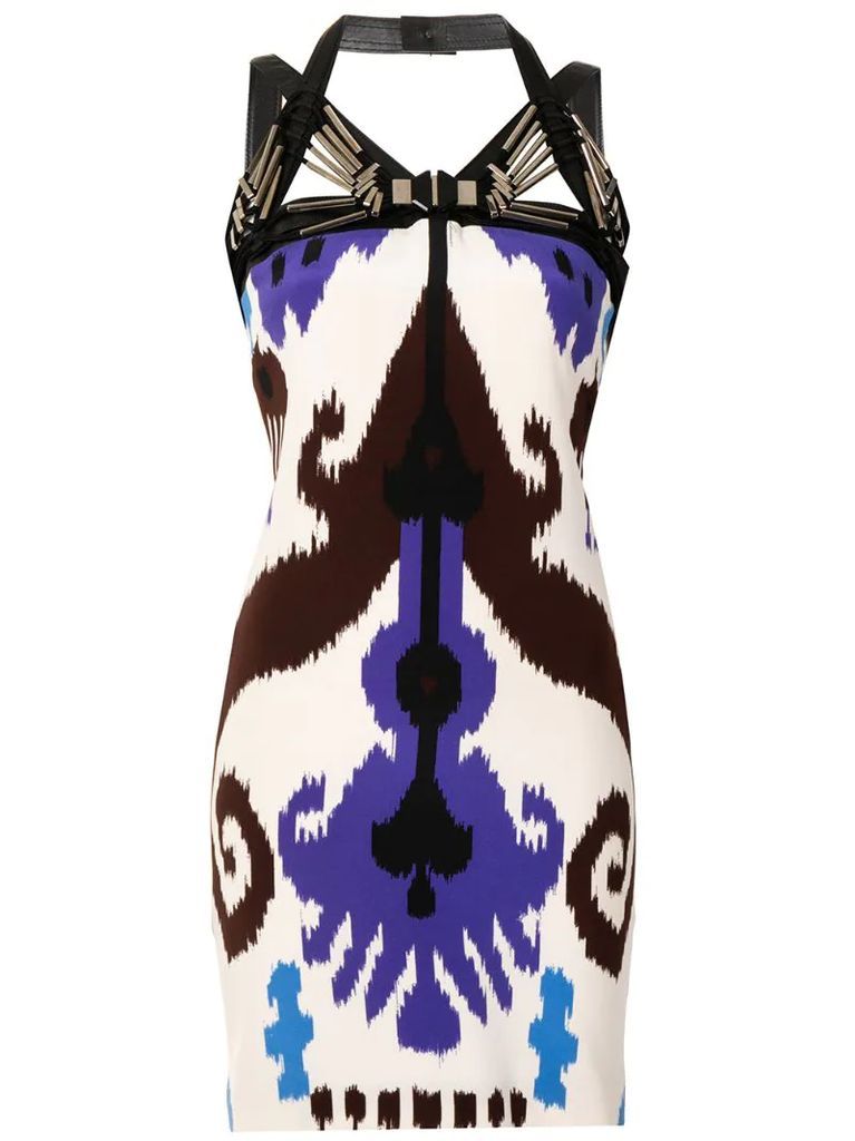 abstract print strapped dress