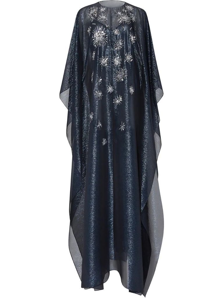 star sequinned caftan gown