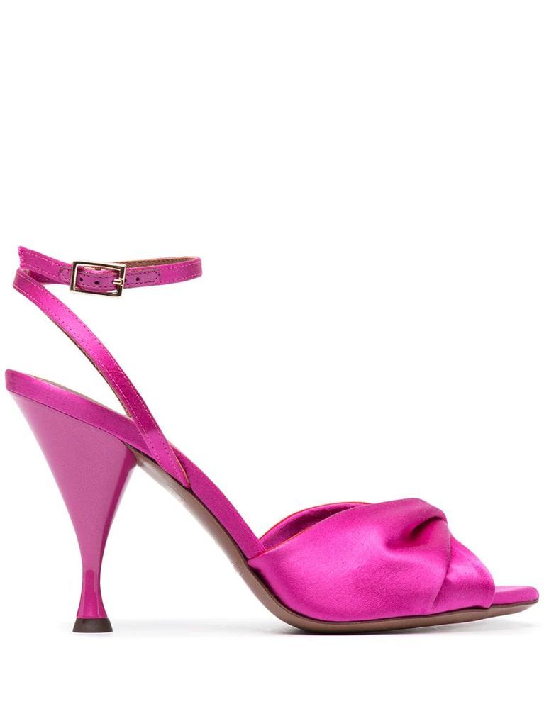 twisted front satin sandals
