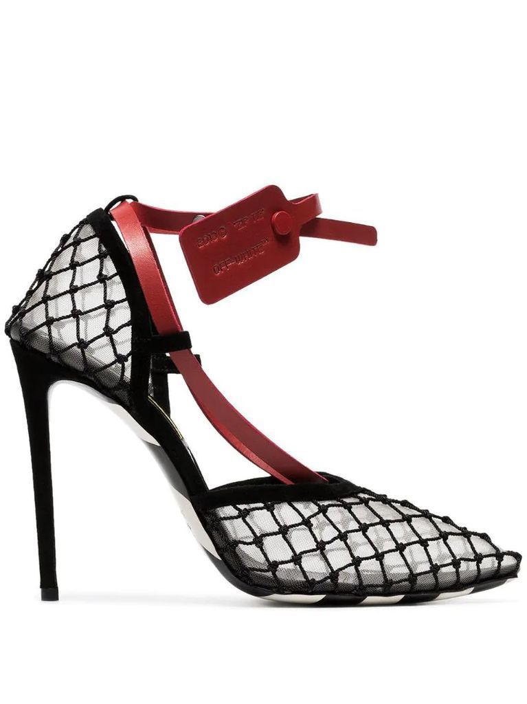 leather tag 110 fishnet pumps