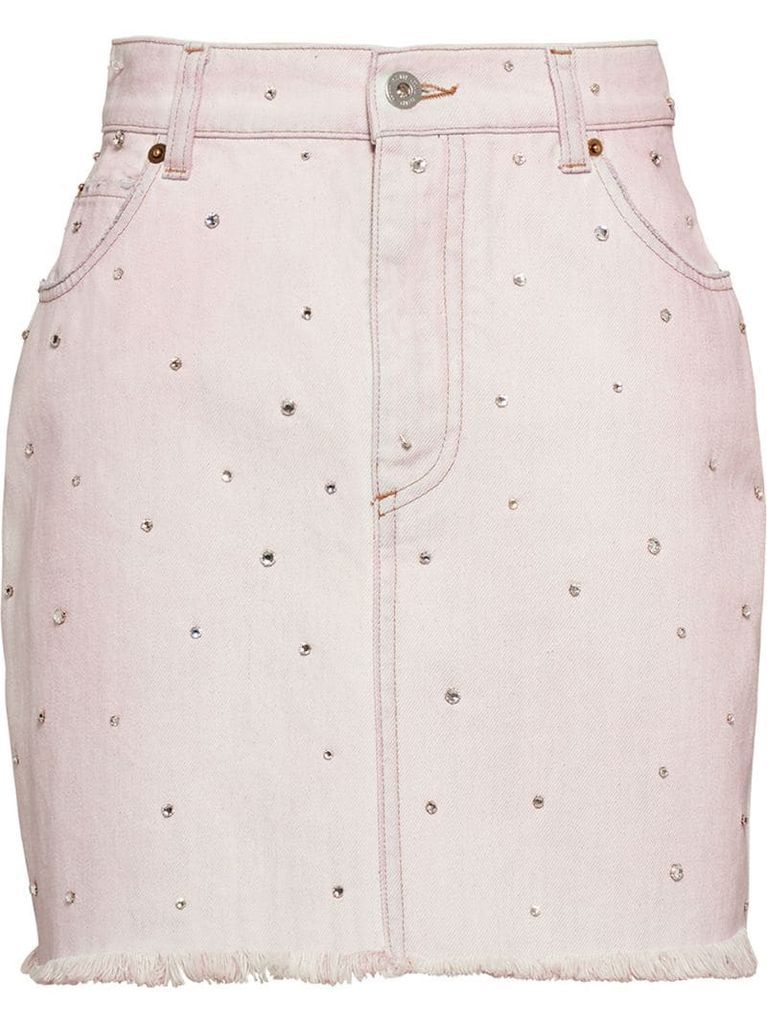 bleached-effect denim skirt