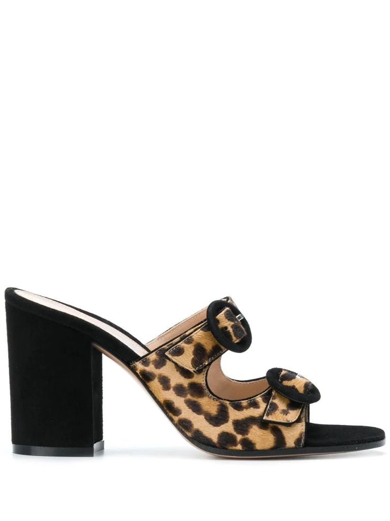 leopard strappy mules