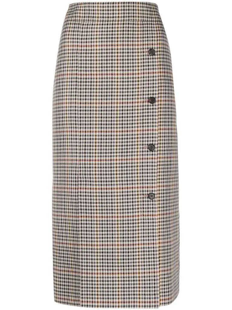 check-pattern pencil skirt