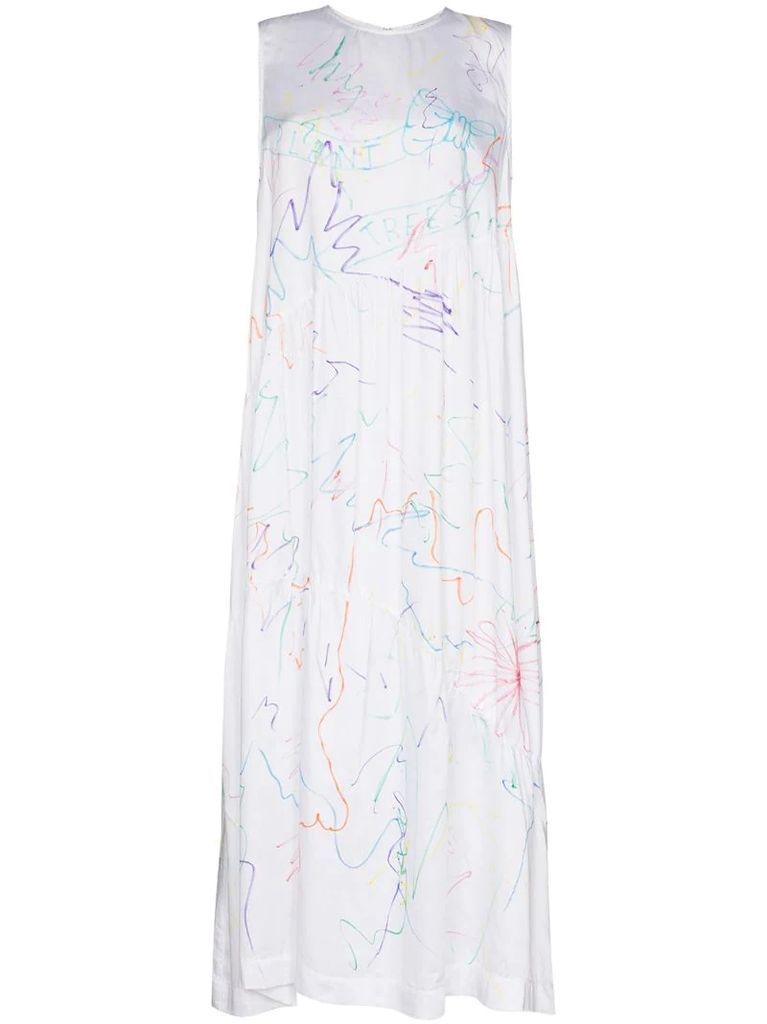 Ritual crayon scribble print maxi dress