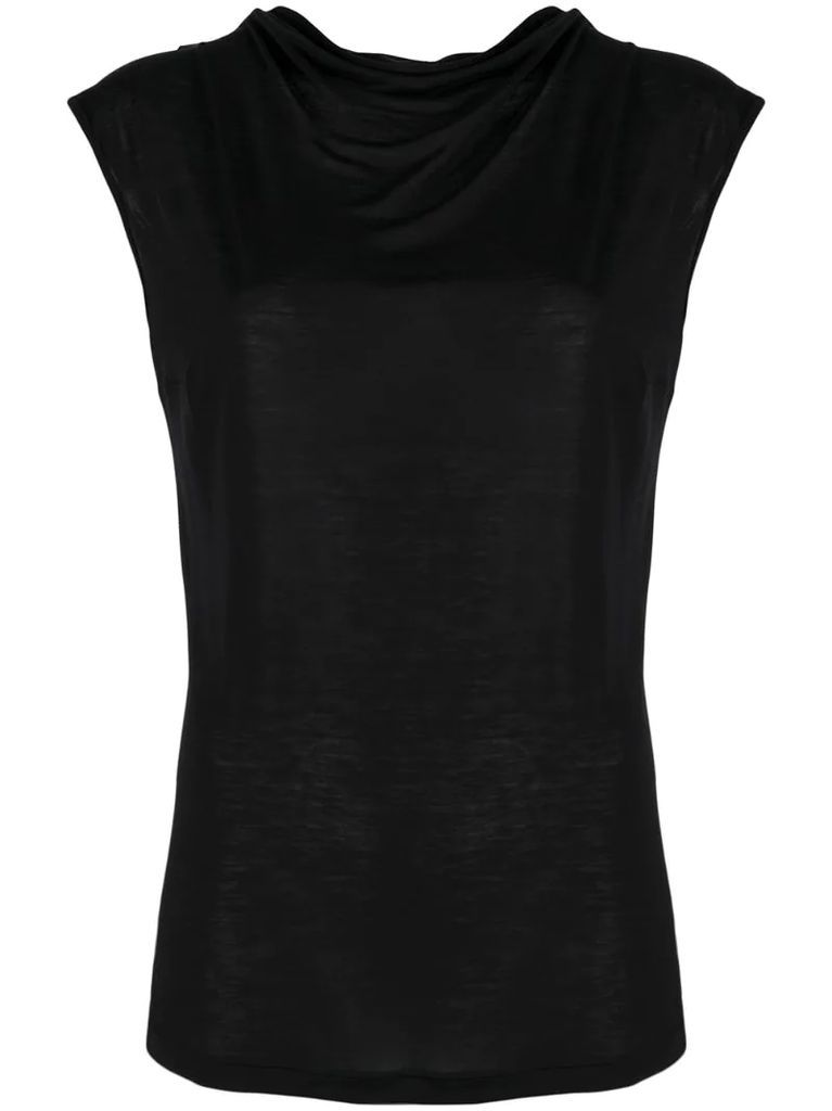 cowl neck sleeveless top