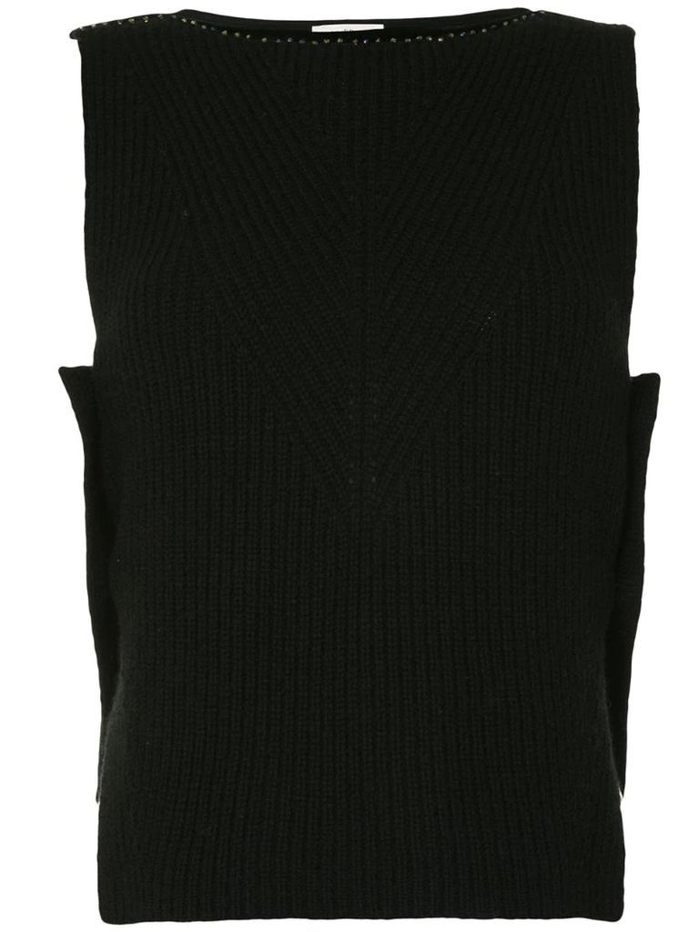 stud detail sleeveless knitted top