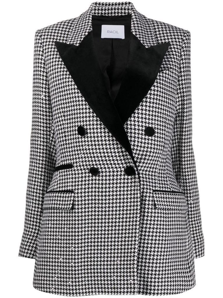 double-breasted houndstooth jacket
