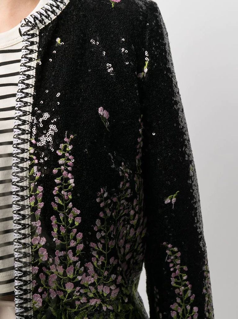 floral-embroidered sequin jacket