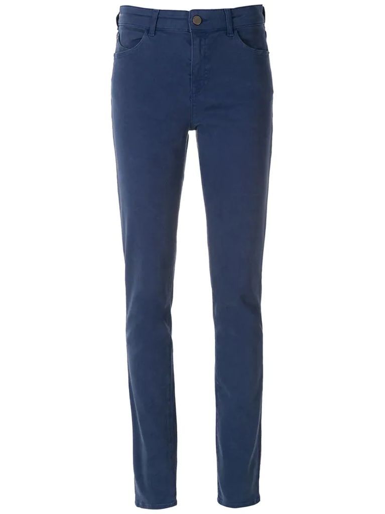 straight-leg blue-wash trousers