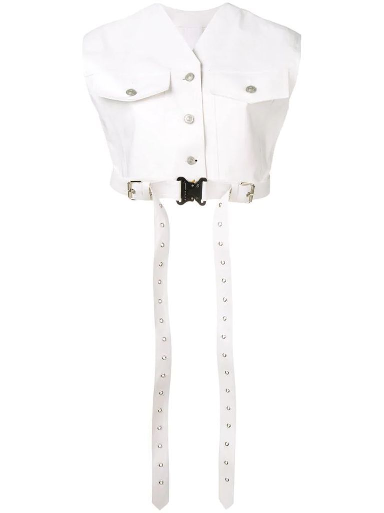 1017 ALYX 9SM White Bonded Cotton Cropped Vest