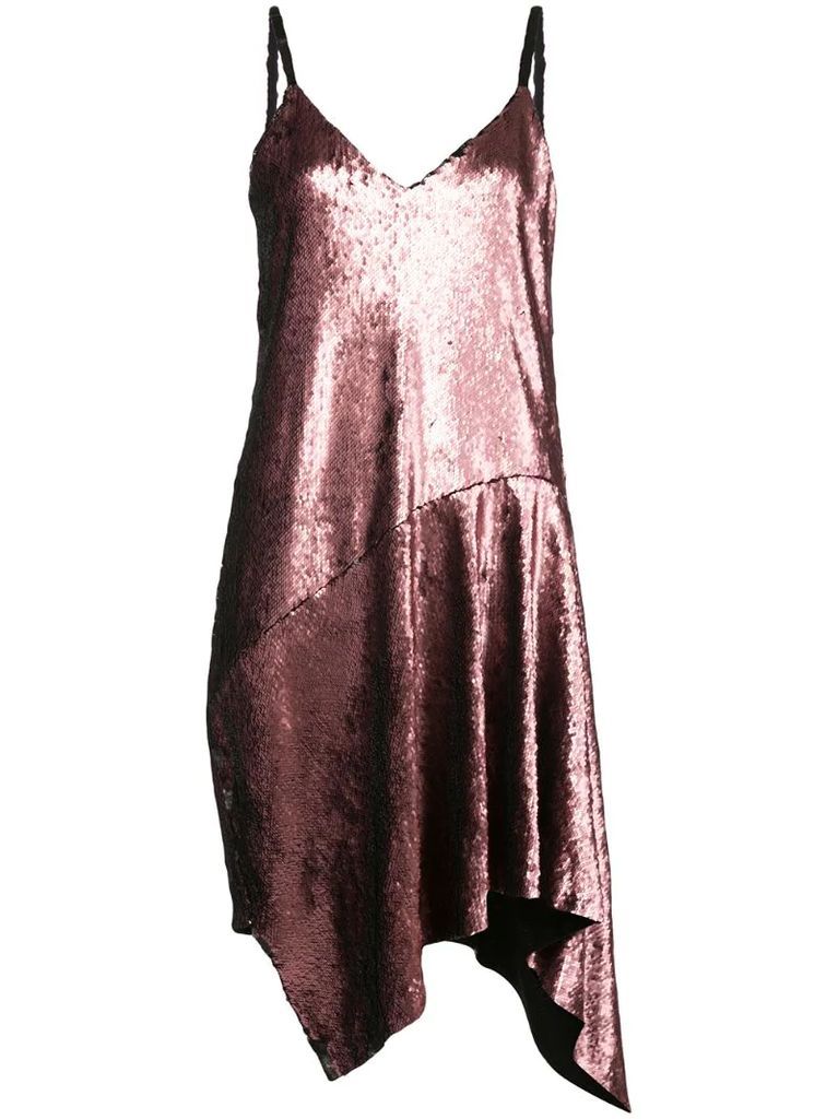 sequin-embellished draped slip dress