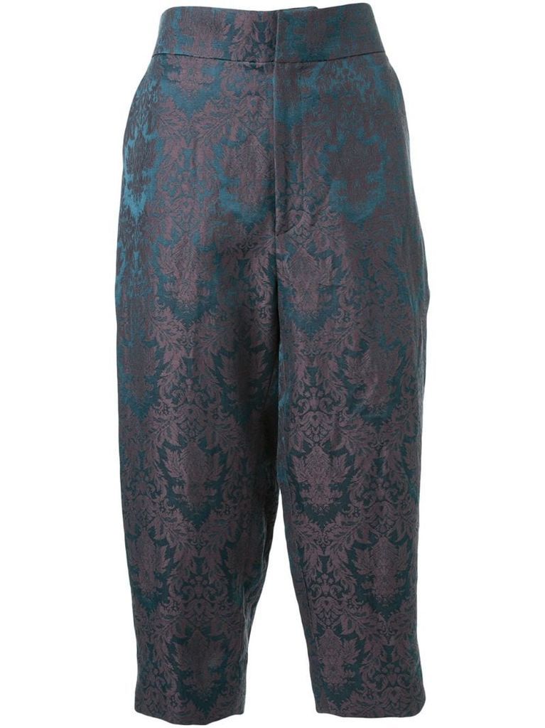 baroque jacquard cropped trousers