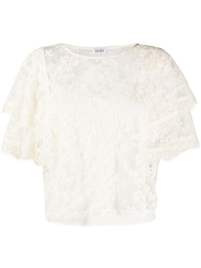 embroidered sheer lace top