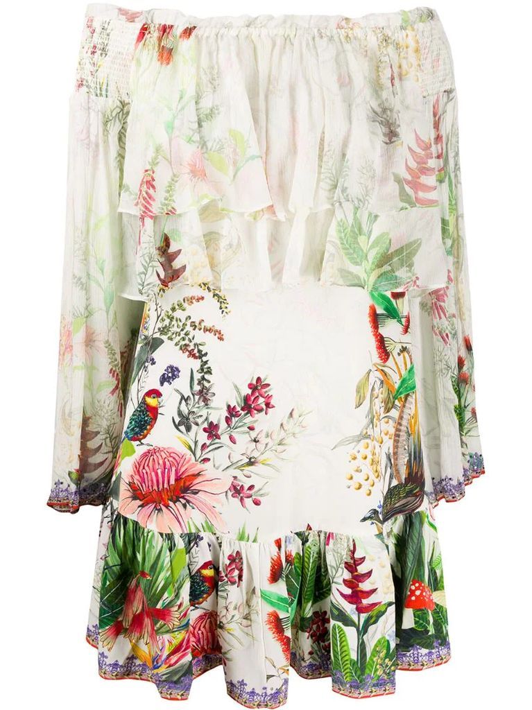 Faraway Tree-print silk dress