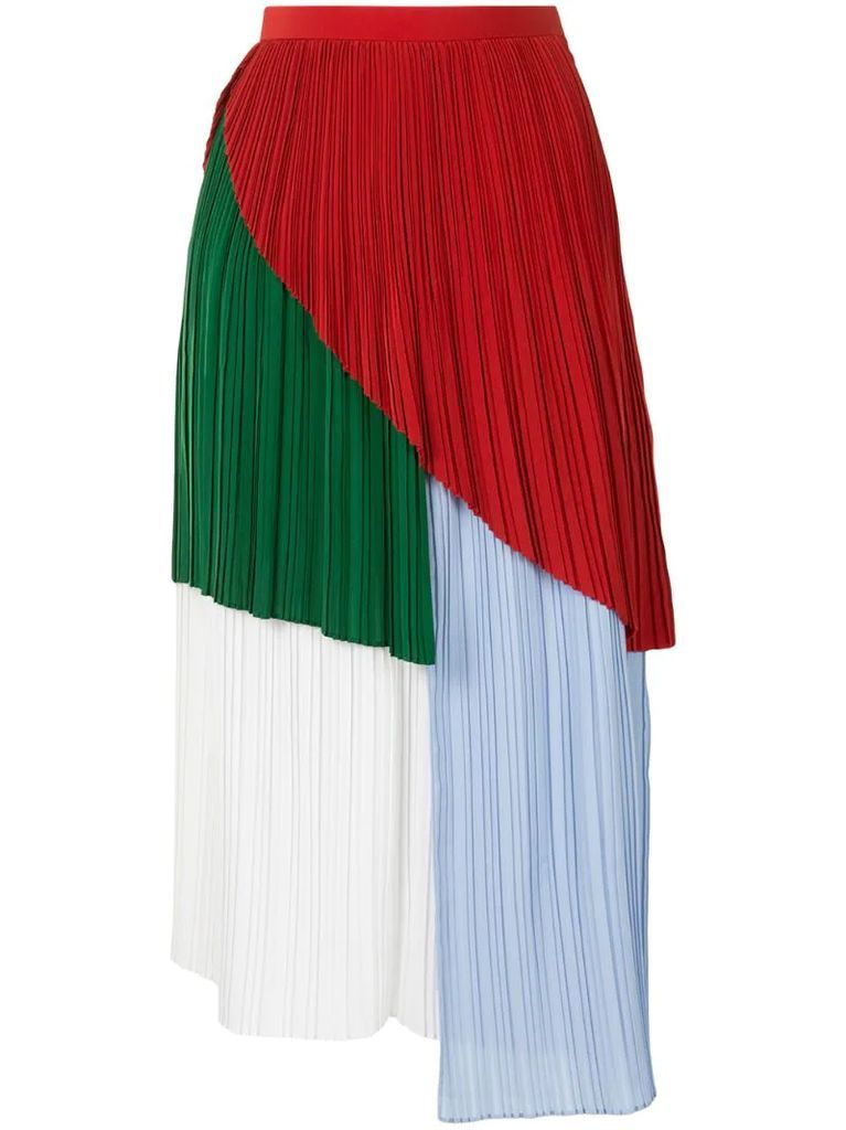 color-block pleated skirt