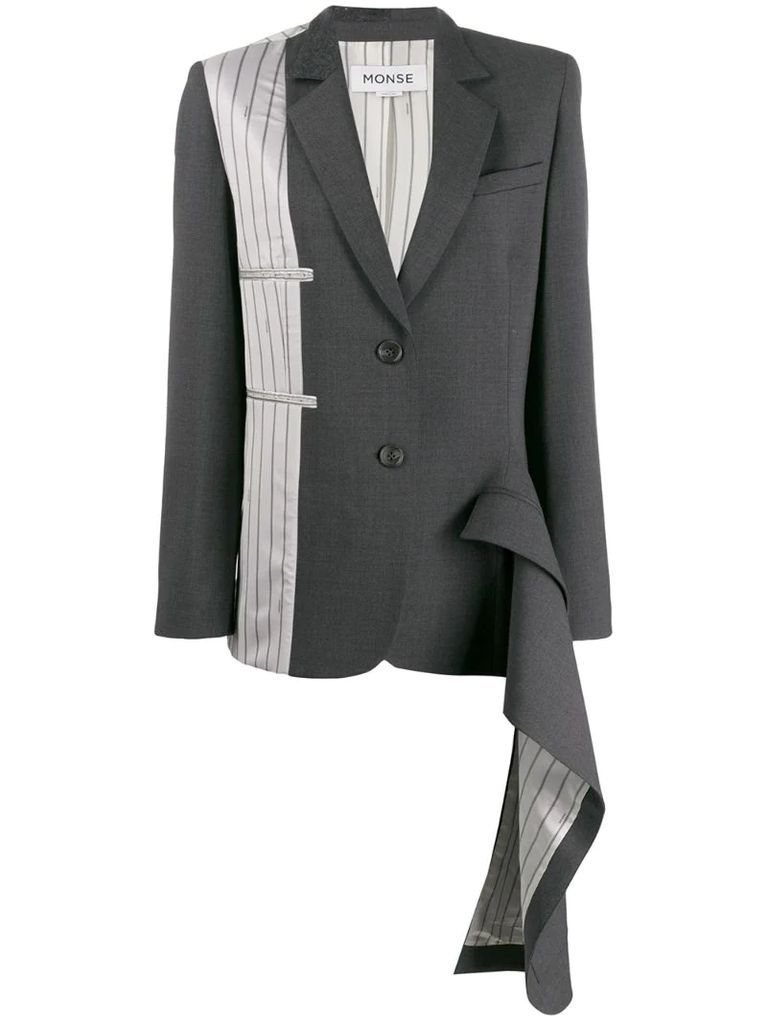 asymmetrical double-pocket draped blazer