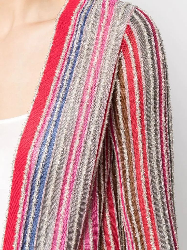 textured striped knit cardigan