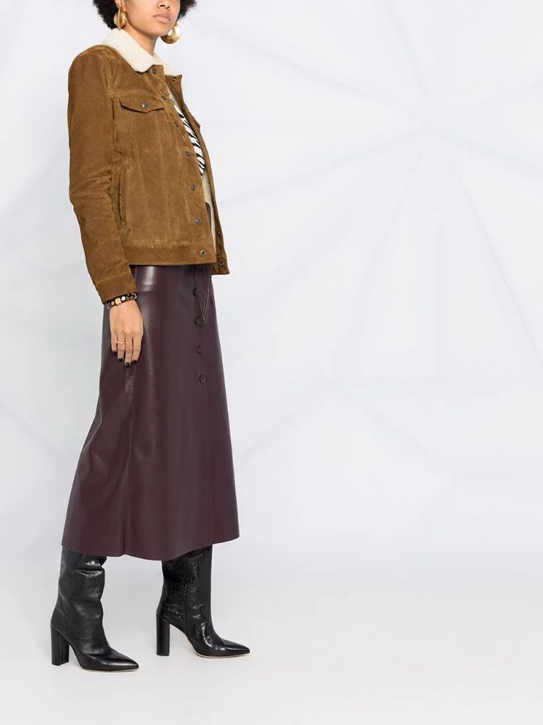 shearling-lined suede jacket