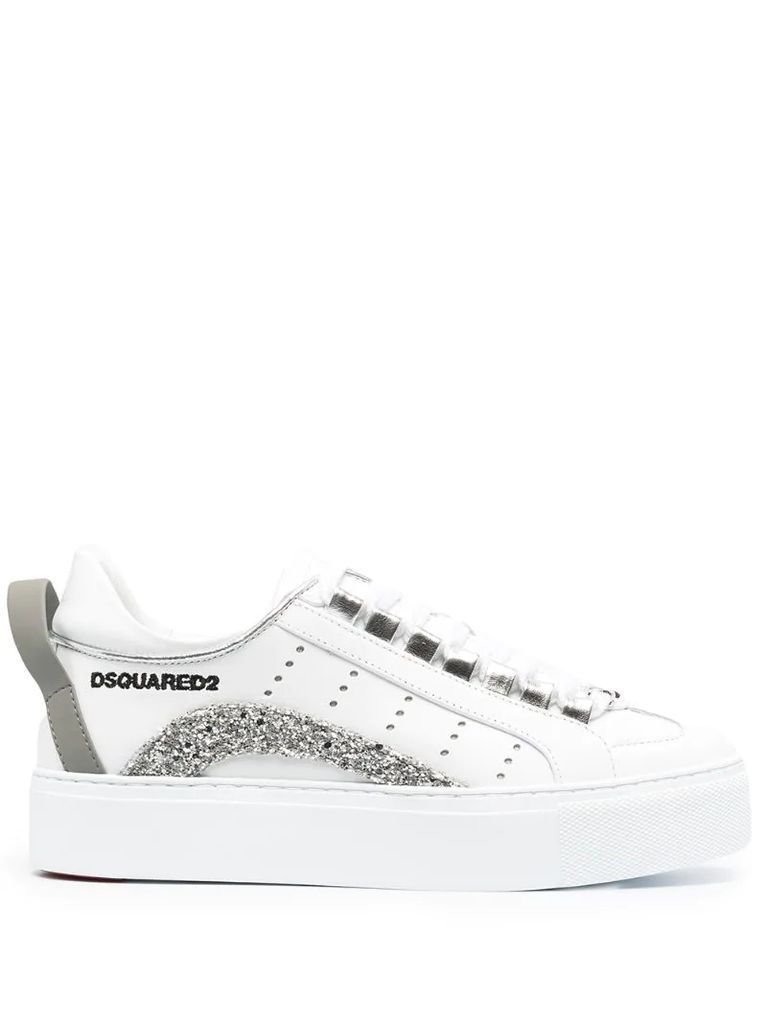 glitter-panelled low-top sneakers