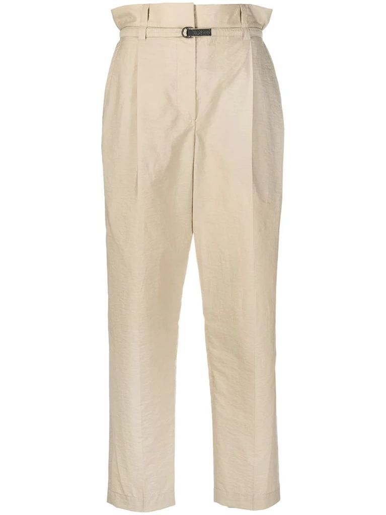 cropped paperbag-waist trousers